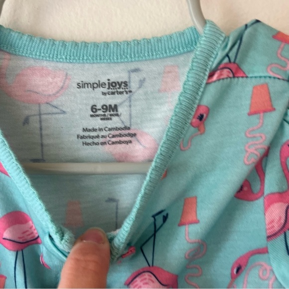 🌼 5/$25 Carter’s Simple Joys Baby Girls Footed Sleepers 6-9M Flamingo Dinosaur - Picture 3 of 10
